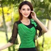 广场舞服装上衣新款中袖舞台拉丁表舞蹈服上衣网纱中袖女厂家直销